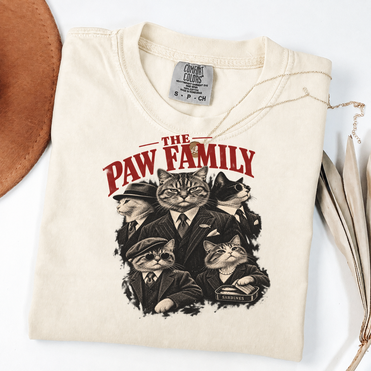 The Paw Family Vintage Cat Mobster Graphic Tee