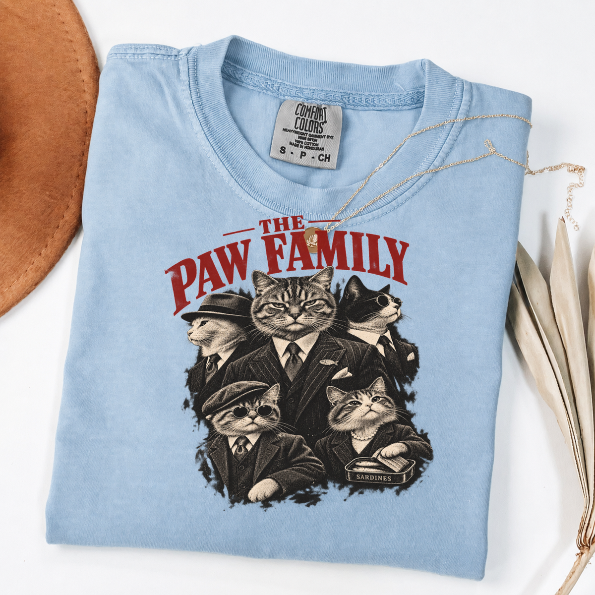 The Paw Family Vintage Cat Mobster Graphic Tee