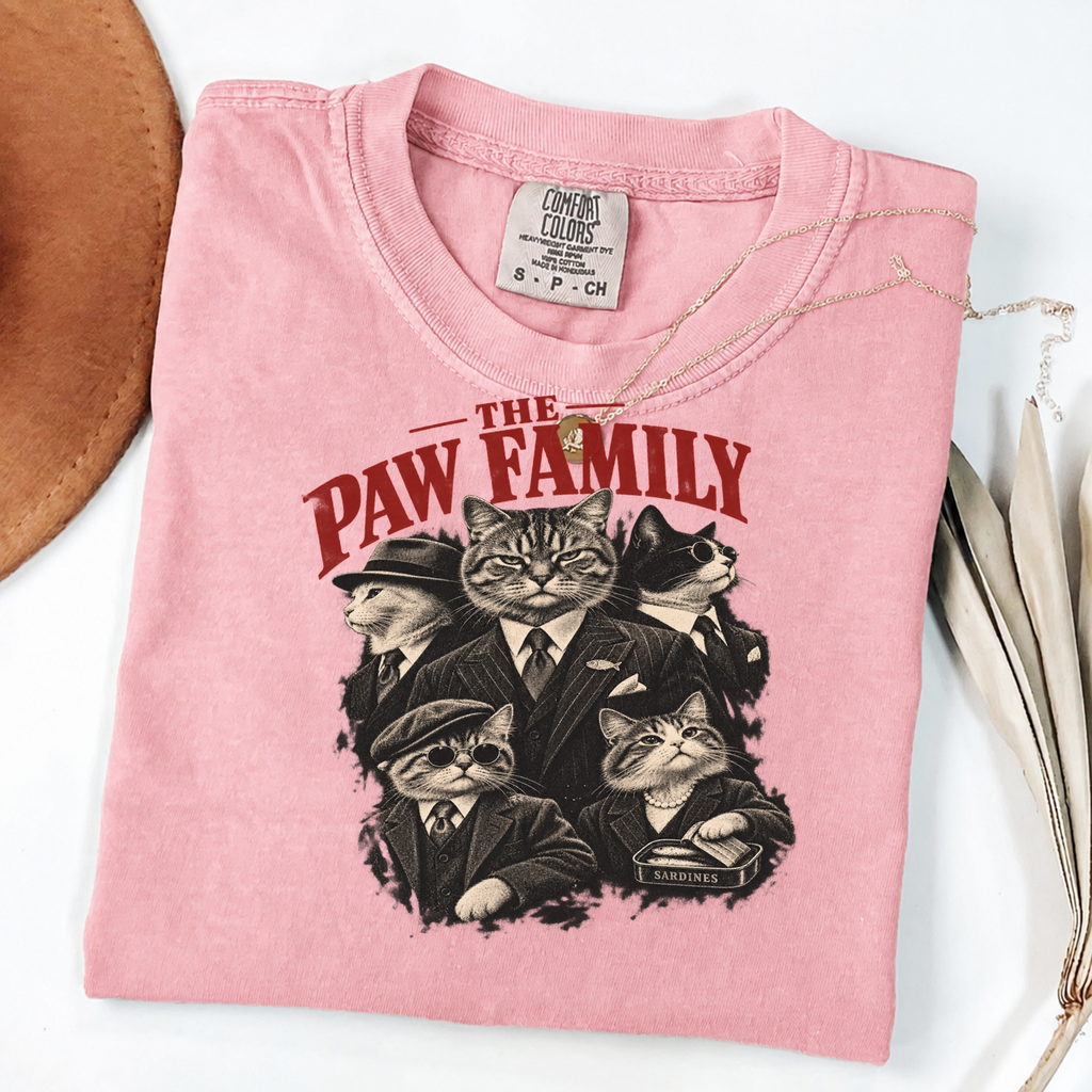The Paw Family Vintage Cat Mobster Graphic Tee