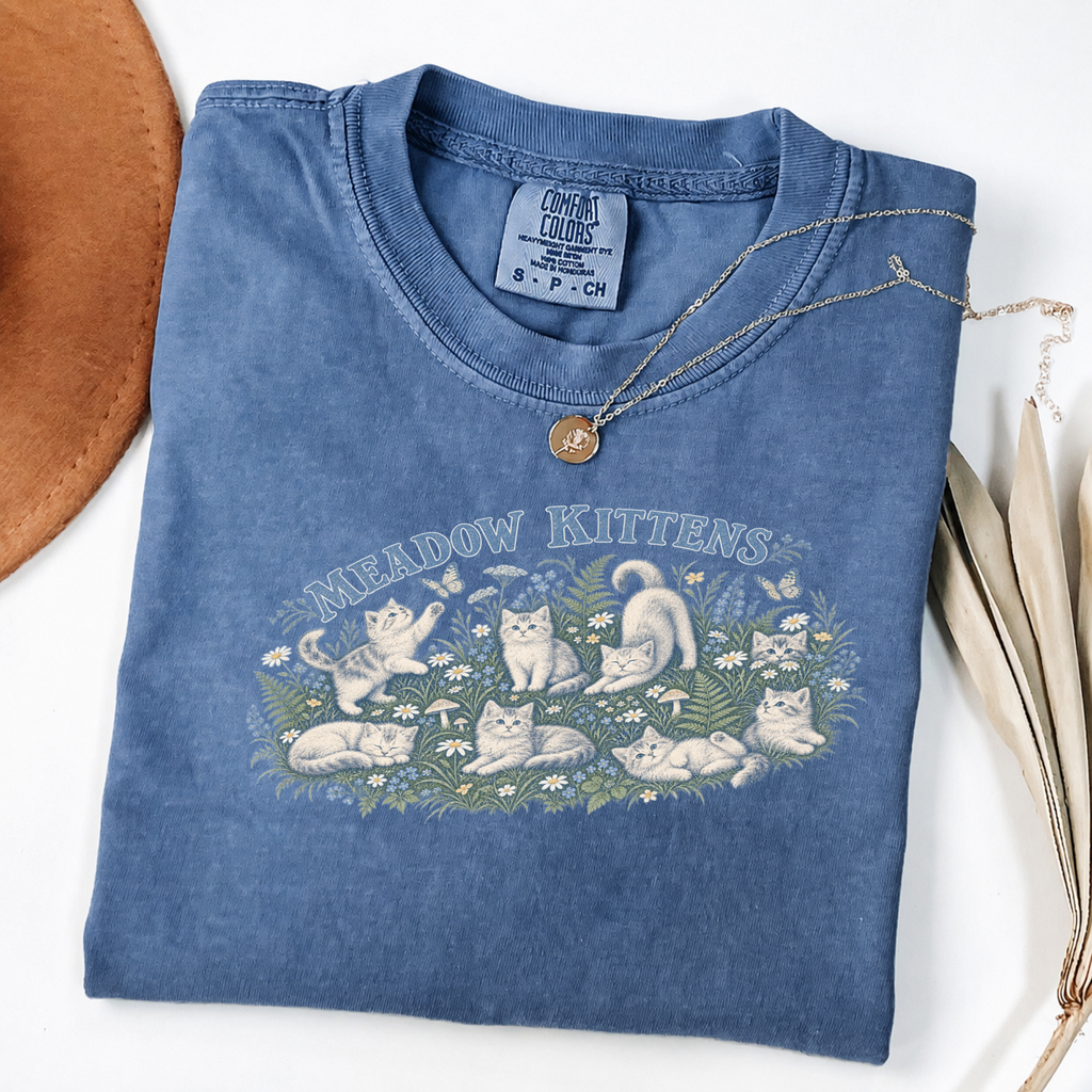 Meadow Kittens Vintage Storybook Cat Tee