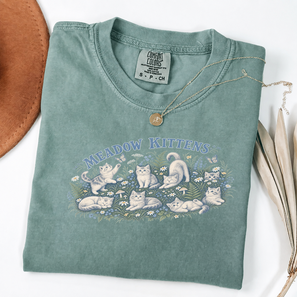 Meadow Kittens Vintage Storybook Cat Tee