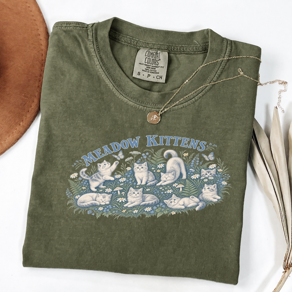 Meadow Kittens Vintage Storybook Cat Tee
