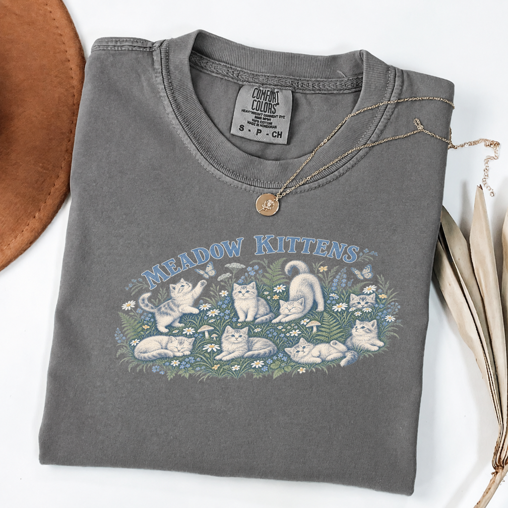 Meadow Kittens Vintage Storybook Cat Tee
