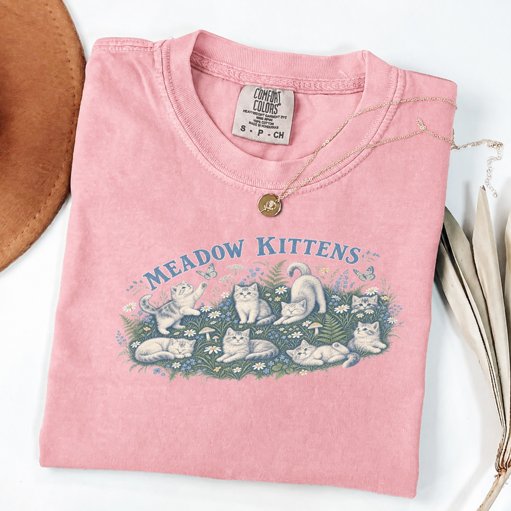 Meadow Kittens Vintage Storybook Cat Tee